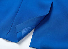 Stylish Shawl Collar Slim fit Blazer Solid Color Long sleeve Back Slit mid long OL Suit Coat Femme blue s m l