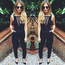 Sexy Black Fitted Jumpsuit Bandage Body Top Women Catsuit Bodycon Bodysuit Sexy Rompers For Women