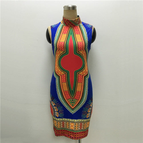 Sleeveless Tribal Print Dress Sexy Slim Bodycon Dress Plus Size Ethnic Printed Mini Dresses For Women Ladies