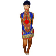 Sleeveless Tribal Print Dress Sexy Slim Bodycon Dress Plus Size Ethnic Printed Mini Dresses For Women Ladies