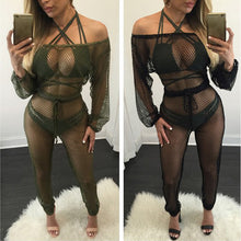Beach Cover Up Sexy Mesh Jumpsuit Off Shoulder Hollow Women Jumpsuit Bikini Cover Up Black White Green Sheer Cover Ups