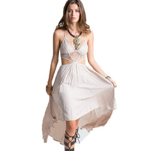 Boho Long Beach Dress Robe Longue Femme Sexy V neck Backless Lace Dress Hollow Out Bohemian Dress Beach Wear