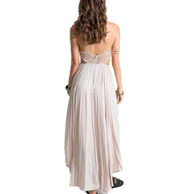 Boho Long Beach Dress Robe Longue Femme Sexy V neck Backless Lace Dress Hollow Out Bohemian Dress Beach Wear