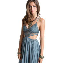 Boho Long Beach Dress Robe Longue Femme Sexy V neck Backless Lace Dress Hollow Out Bohemian Dress Beach Wear