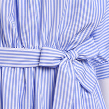 Casual Dress One Shoulder Striped Dress For Women Robe Button Side Half Sleeve Slip Shoulder Dress
