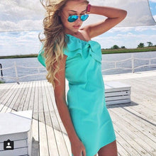 Casual Dress Women One-Shoulder Ruffle Dresses Candy Colors Sexy Beach Dress Mini Party Dress