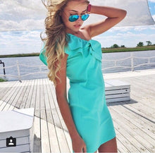 Casual Dress Women One-Shoulder Ruffle Dresses Candy Colors Sexy Beach Dress Mini Party Dress