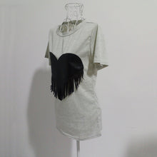 Casual Tassel Heart T Shirts For Women Short Sleeve Cotton Womens T Shirt Stylish Tee Shirt Femme Plus Size