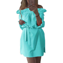 Clubwear Candy Colors Dress Slash Neck Bandage Side Split Solid Mini Dress With Sashes For Women ladies LX125