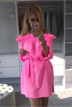 Clubwear Candy Colors Dress Slash Neck Bandage Side Split Solid Mini Dress With Sashes For Women ladies LX125