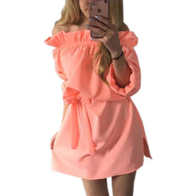 Clubwear Candy Colors Dress Slash Neck Bandage Side Split Solid Mini Dress With Sashes For Women ladies LX125