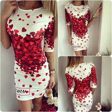 Dresses For Women Heart Print Casual Dress Half Sleeve Bodycon Dress Mini Vestidos Slim Dress Ladies