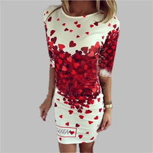 Dresses For Women Heart Print Casual Dress Half Sleeve Bodycon Dress Mini Vestidos Slim Dress Ladies