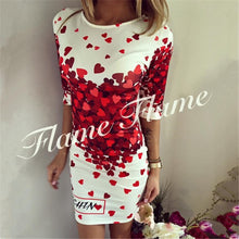 Dresses For Women Heart Print Casual Dress Half Sleeve Bodycon Dress Mini Vestidos Slim Dress Ladies