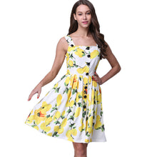 Floral Dress Yellow Lemon Print Dress Breasted Strap Party Dress Elegant Ladies Casual Dresses