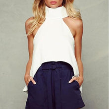Women Shirts European Fashion Halter Sleeveless Ruffled Neck Blouse Women Elegant Tops