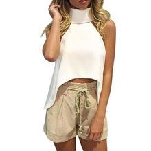 Women Shirts European Fashion Halter Sleeveless Ruffled Neck Blouse Women Elegant Tops