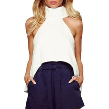 Women Shirts European Fashion Halter Sleeveless Ruffled Neck Blouse Women Elegant Tops