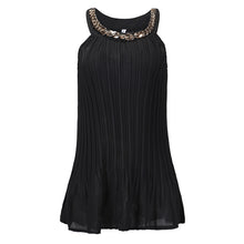 Pleated Chiffon Blouse Women Tops With Metal Chain Casual Sleeveless Tank Top Plus Size Shirts Women Blusa