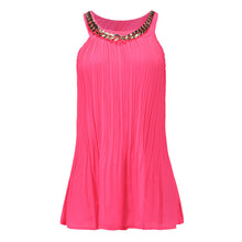 Pleated Chiffon Blouse Women Tops With Metal Chain Casual Sleeveless Tank Top Plus Size Shirts Women Blusa