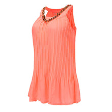 Pleated Chiffon Blouse Women Tops With Metal Chain Casual Sleeveless Tank Top Plus Size Shirts Women Blusa