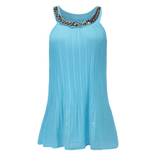 Pleated Chiffon Blouse Women Tops With Metal Chain Casual Sleeveless Tank Top Plus Size Shirts Women Blusa