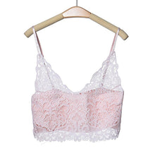 Sexy Women Lace Camisole Cropped Crochet Deep V Neck Bralet Spaghetti Strap Zip Back Tank Top Lace Crochet Bra Tank Top
