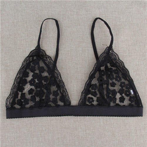 Style Beach Strappy Bra Sexy Lace Crop Top Embroidery Crochet Tops Women Black White Bustier Crop Top Lace Bralette