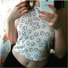 Style Alien Crop Top Sleeveless Sexy Top Cropped Tight Women Tank White Printed Women Tops Short T Shirt For Women