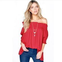 Top Off Shoulder Top Femme Loose Women Blouses Slash Neck Top Shirt Latern Sleeve Plus Size Women Tops