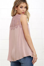 Women Blusas Sexy Lace Patchwork Chiffon Shirts Casual Sleeveless Blouse Trending Ladies Tops Pink White M0307