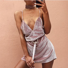 Women Dress Sexy Deep V Strap Dress Pink Backless Party Dress With Sashes Solid Color Casual Dresses Robe Femme