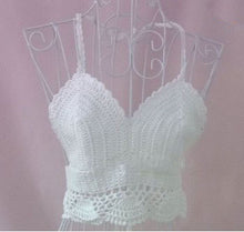 Women Sexy Halter Crochet Crop Tops Strappy Bra Bustier Crop Top Black White Handmade Crochet Top For Women