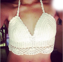 Women Sexy Halter Crochet Crop Tops Strappy Bra Bustier Crop Top Black White Handmade Crochet Top For Women