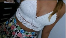 Women Sexy Halter Crochet Crop Tops Strappy Bra Bustier Crop Top Black White Handmade Crochet Top For Women