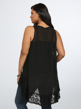 Women Sleeveless Sexy Blouse Big Size Women Clothing Black Lace Patchwork Casual Loose Tank Top Chiffon Blusas M0136