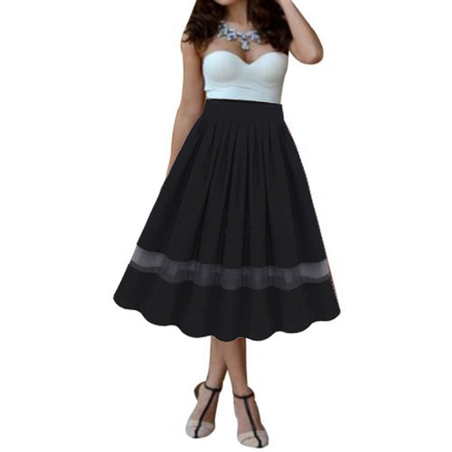 Sexy Women Girl Stretch High Waist Plain Flared Pleated Long Maxi Skirt Beauty Beast romance Pure Skirts