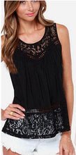 style blusa feminina Sale Women chiffon Lace sleeveless O-neck blouse Hollow out solid white Plus size Tops J3135
