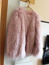 Super quality ~ Faux Fur jacket Coat 4 inches Long Hairy Long sleeve Shaggy Outwear Women's Purple Pink Coat Tops
