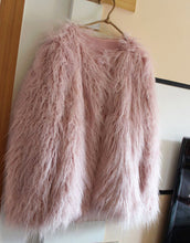 Super quality ~ Faux Fur jacket Coat 4 inches Long Hairy Long sleeve Shaggy Outwear Women's Purple Pink Coat Tops
