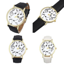 SuperbCasual Musical Notes Women Men Leather Band Analog Quartz Dial Wrist Watch