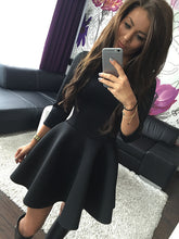 Three Quarter Sleeve Slim Ball Gown Pleated Mini Dress Women's Sexy High Waist Bodycon Mini Skater Dress Vestidos GV250