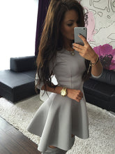 Three Quarter Sleeve Slim Ball Gown Pleated Mini Dress Women's Sexy High Waist Bodycon Mini Skater Dress Vestidos GV250