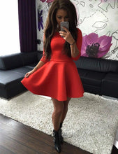 Three Quarter Sleeve Slim Ball Gown Pleated Mini Dress Women's Sexy High Waist Bodycon Mini Skater Dress Vestidos GV250