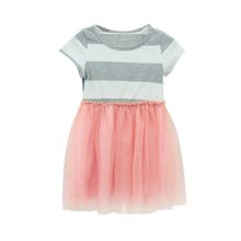 toddler-baby-2-10y-girls-short-sleeve-striped-tops-pleated-mini-dress-princess-dresses BBL