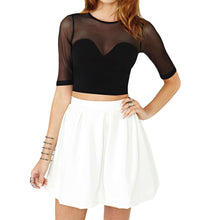 sexy-women-crop-top-mesh-cutout-sweetheart-neckline-tops-ladies-short-sleeve-tops-black-shirt BBL