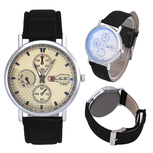 Retro Men's Leather Band Sport Analog Quartz Watch Simple Business Military Wristwatches Classics Dress Watches OC8
