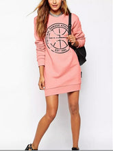Trendy Ball & Letter Print Pink Long Pullover Sweatshirt Women's O neck Long Sleeve Casual Jumper Hoodies Sweats Tops