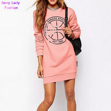 Trendy Ball & Letter Print Pink Long Pullover Sweatshirt Women's O neck Long Sleeve Casual Jumper Hoodies Sweats Tops