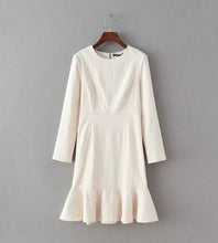 Trendy Dobby flower Ruffles Dress Women Embossing Long sleeve Mid long Fishtail Dresses Slim fit Tops femme 4 colors
